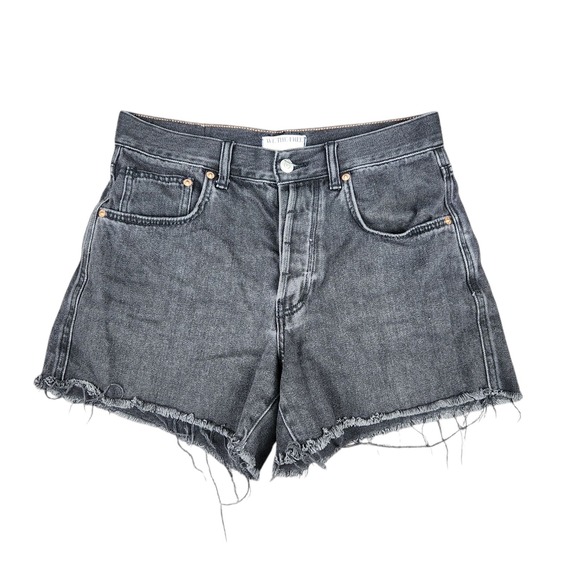 We The Free Shorts Womens 28 Ivy Mid Rise‎ Short Button Fly Cut Off Black Denim - Picture 1 of 12